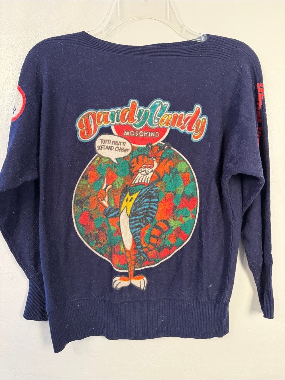 Moschino Navy Sweater with Multicolor Candyland Graphic